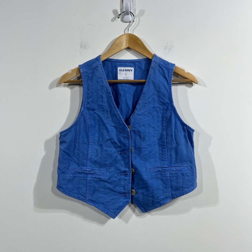 Old Navy Womens Old Money Parisian Chic Twill Tailored Vest Small Preppy Western
